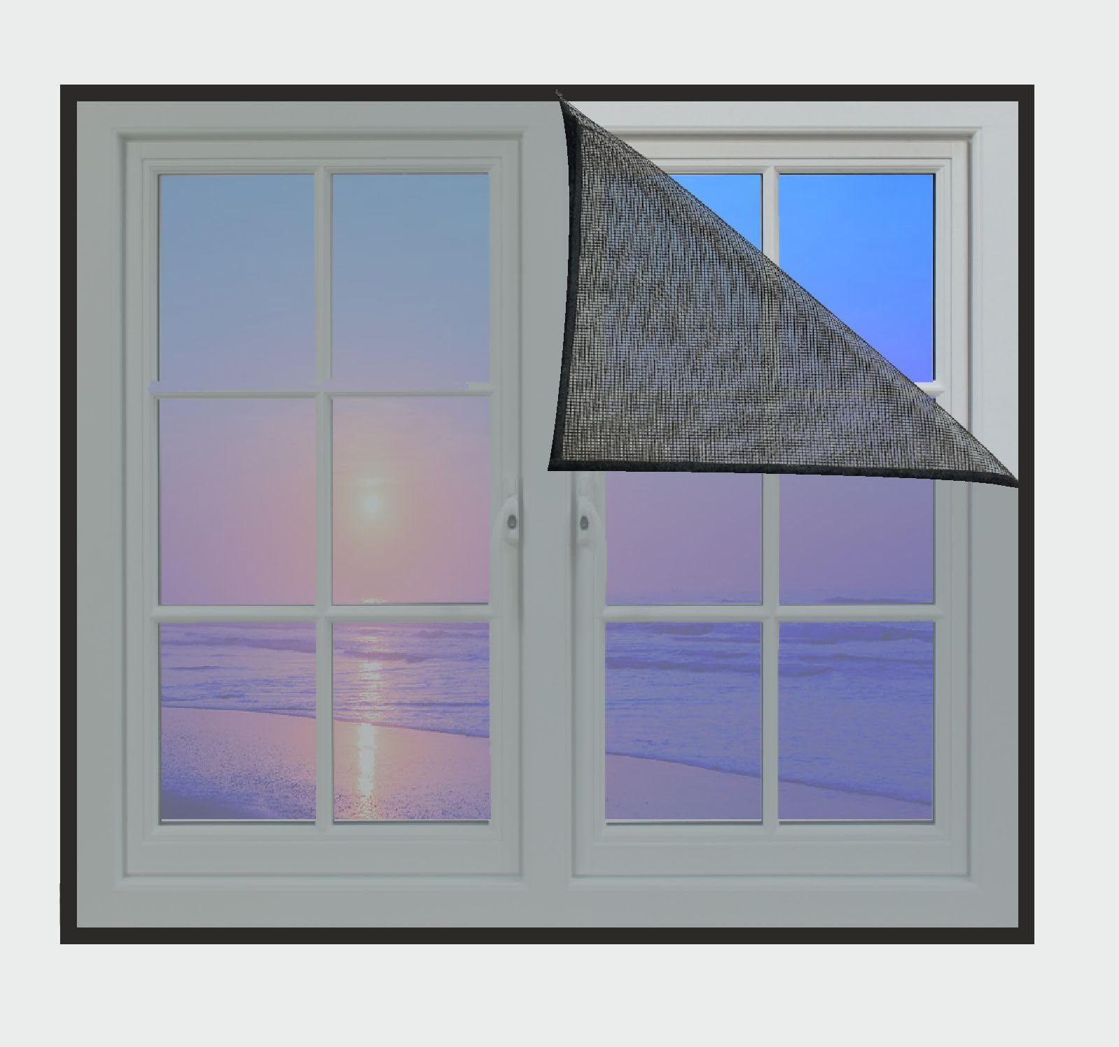 Window Mosquito Net, Pre-Stitched with Adhesive Hook & Loop Tape, Frame Hung 36X36 INCH - Black-image-10