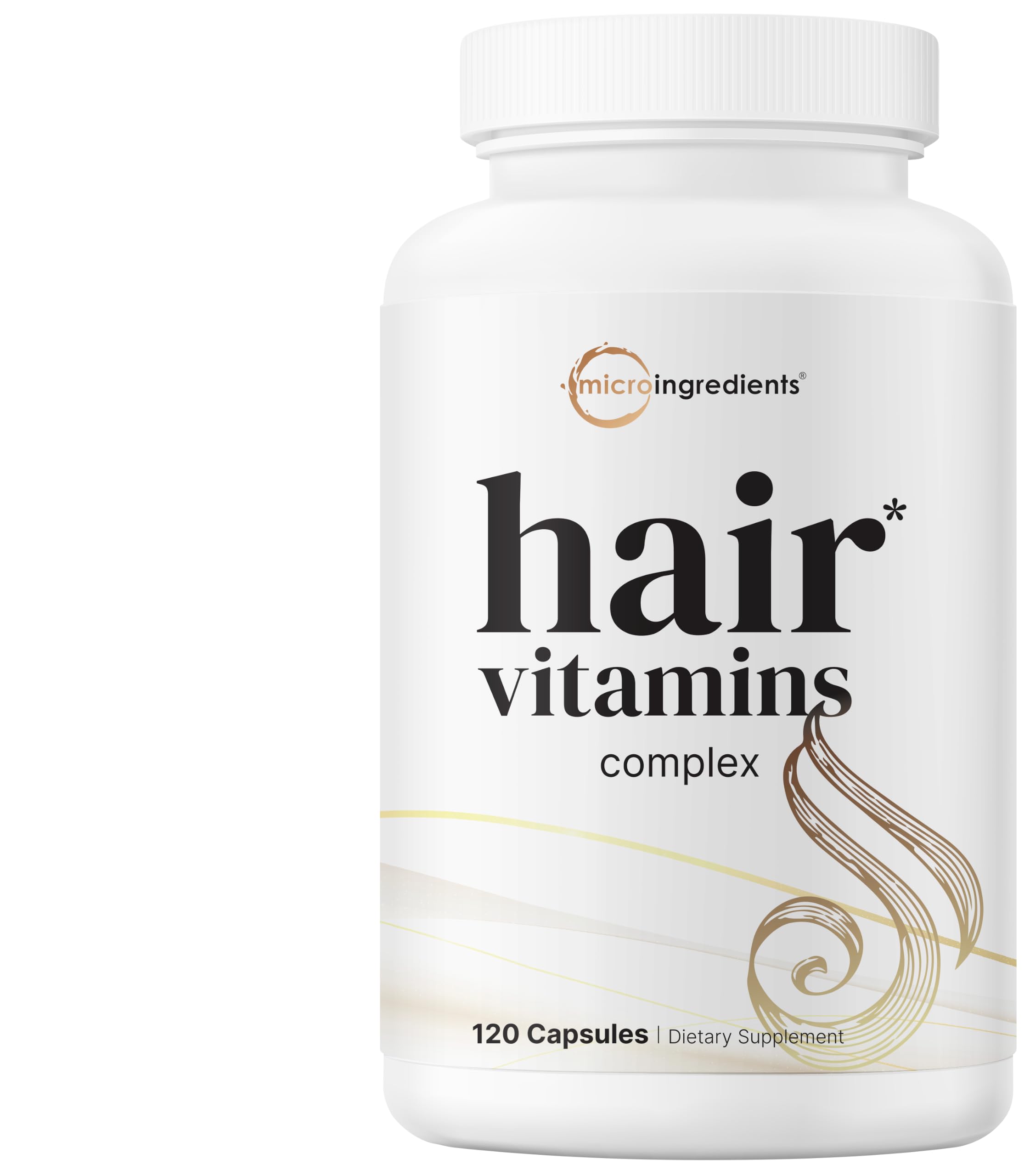 Micro Ingredients Hair Vitamins Complex, 120 Capsules | Hair Supplements for Women & Men with Hydrolyzed Collagen, Keratin, Methylfolate, Bamboo Extract, Vitamin C, Biotin, Saw Palmetto, & More 120 Count (Pack of 1)