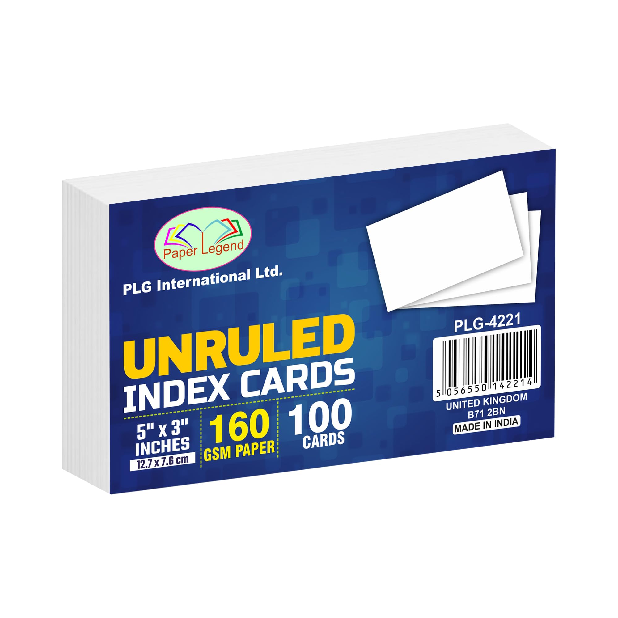 3x5 Unruled Index Cards, Bulk Pack Premium Flash Card 160gsm Thick & Durable Blank White Cards, Double-Side Writable for Notes, Study, Sketching, Memory, DIY, Gift Tags & Office Organization (8 Pack)