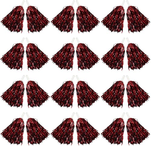 Miniatura 11 de Hooshing 12/24/100 pompones de animadora de papel metálico con asas de plástico para rooters, escuadrón de animación, deportes de espíritu