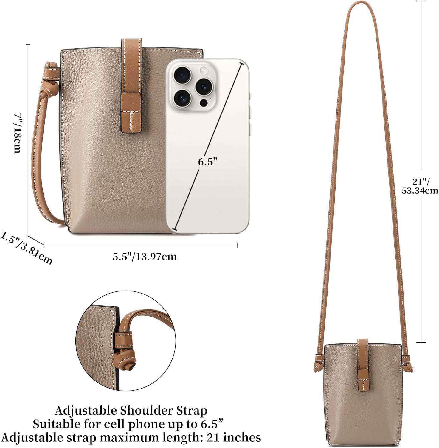 SENDEFN Leather Small Crossbody Bags for Women Phone Purse Minimalism Cell Phone Bag with Card Slot - Image 4