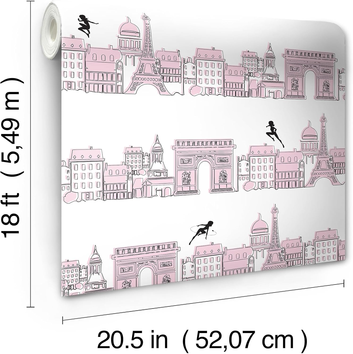 RoomMates Miraculous Ladybug Charming Paris Pink Peel and Stick Wallpaper, RMWS1302