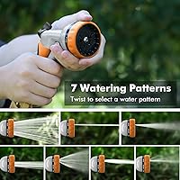 Vista 3 de RESTMO - Boquilla para manguera de jardín, boquilla para manguera de agua de metal resistente con 7 patrones de pulverización ajustables, rociador