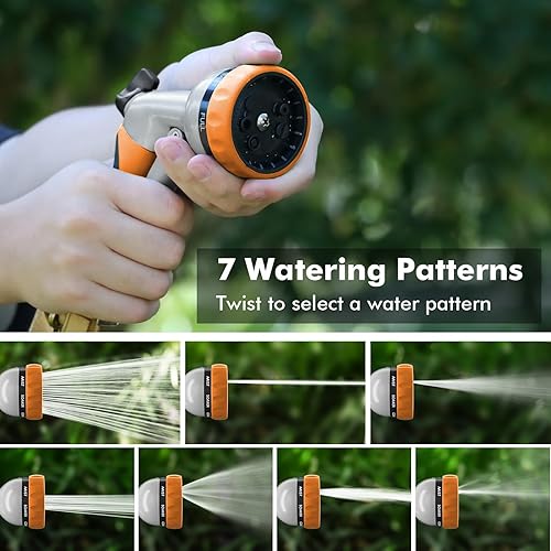 Miniatura 3 de RESTMO - Boquilla para manguera de jardín, boquilla para manguera de agua de metal resistente con 7 patrones de pulverización ajustables, rociador