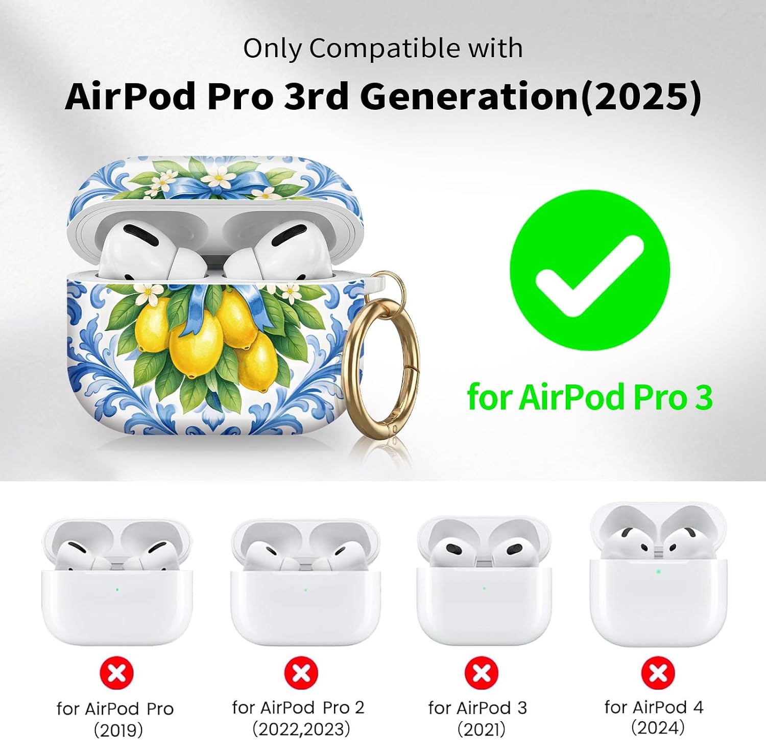 for AirPods Pro 3 Case (2025) Cute Soft Cover(Lemon Blossom) image 2