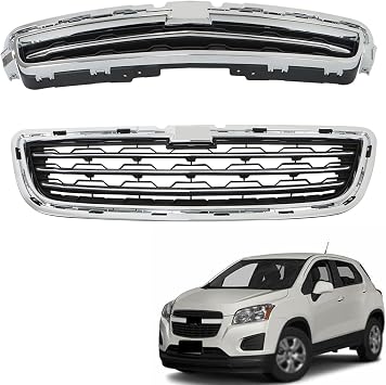 Front Bumper Grille Chrome Black Upper Lower Plastic Grill Replacement for 2014 2015 2016 Trax