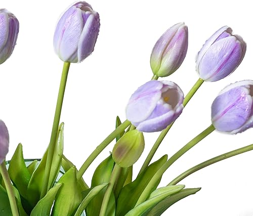 Miniatura 137 de 15 flores de tulipanes artificiales, ramo de látex de tacto real, tulipanes falsos para oficina, boda, fiesta, hogar, cocina, jardín