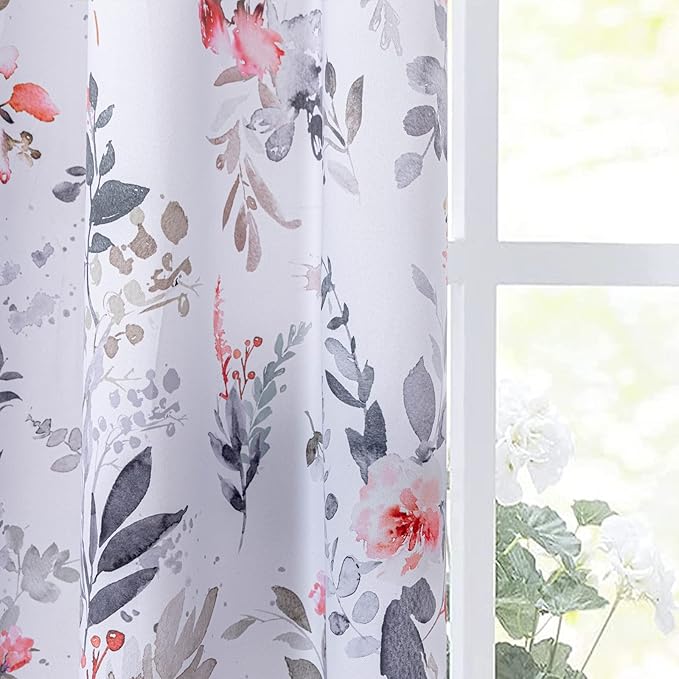 MYSKY HOME Floral Curtains 63 inch Length for Living Room 2