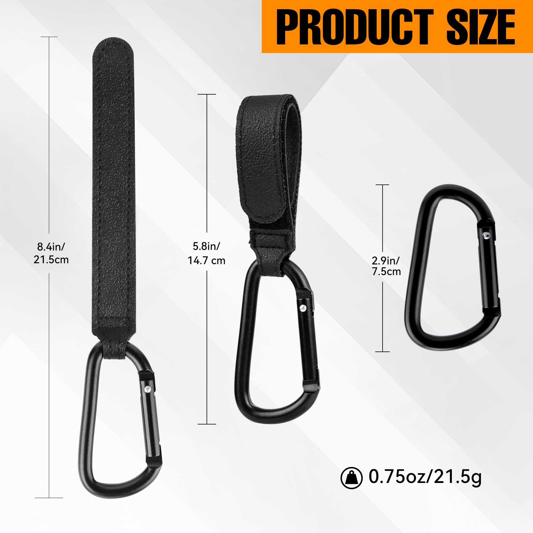 Go Pal Paquete de 6 ganchos para cochecito de bebé, clips y ganchos para cochecito de bebé, soporta 33 libras por gancho para cochecito, clip de mosquetón ajustable para UPPAbaby, DOONA, Baby Jogger