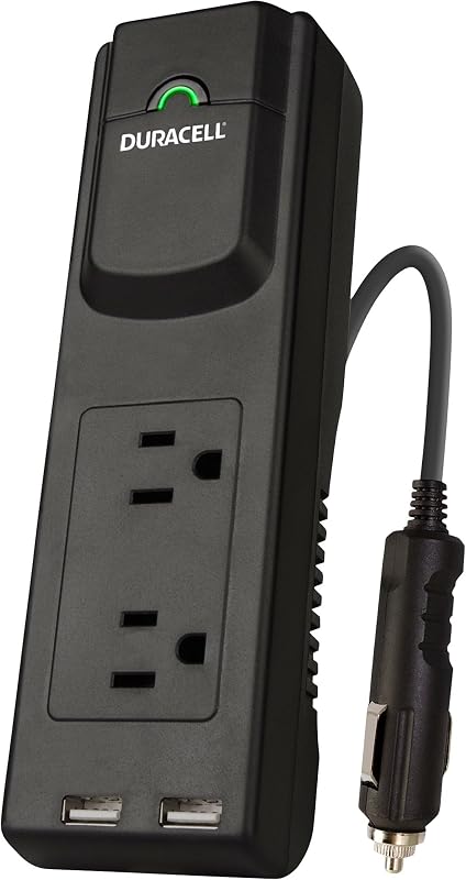 DRINVPS175 Inversor de corriente portátil negro de 175 vatios | 2 salidas de CA, 2 puertos USB, negro