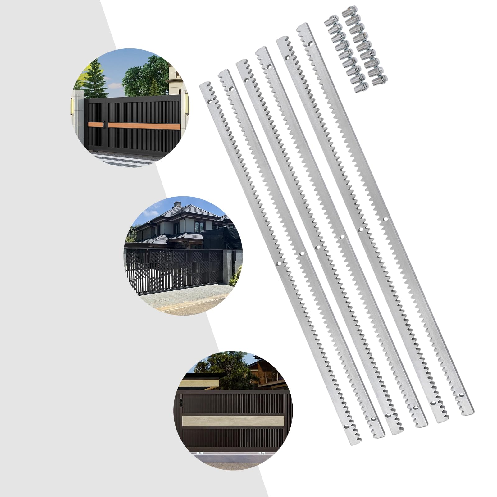 6 x 1 m cremallera para accionamiento de puerta corredera | riel dentado de acero galvanizado (12 mm de grosor) | compatible con abridores de puerta | para puertas correderas pesadas de hasta