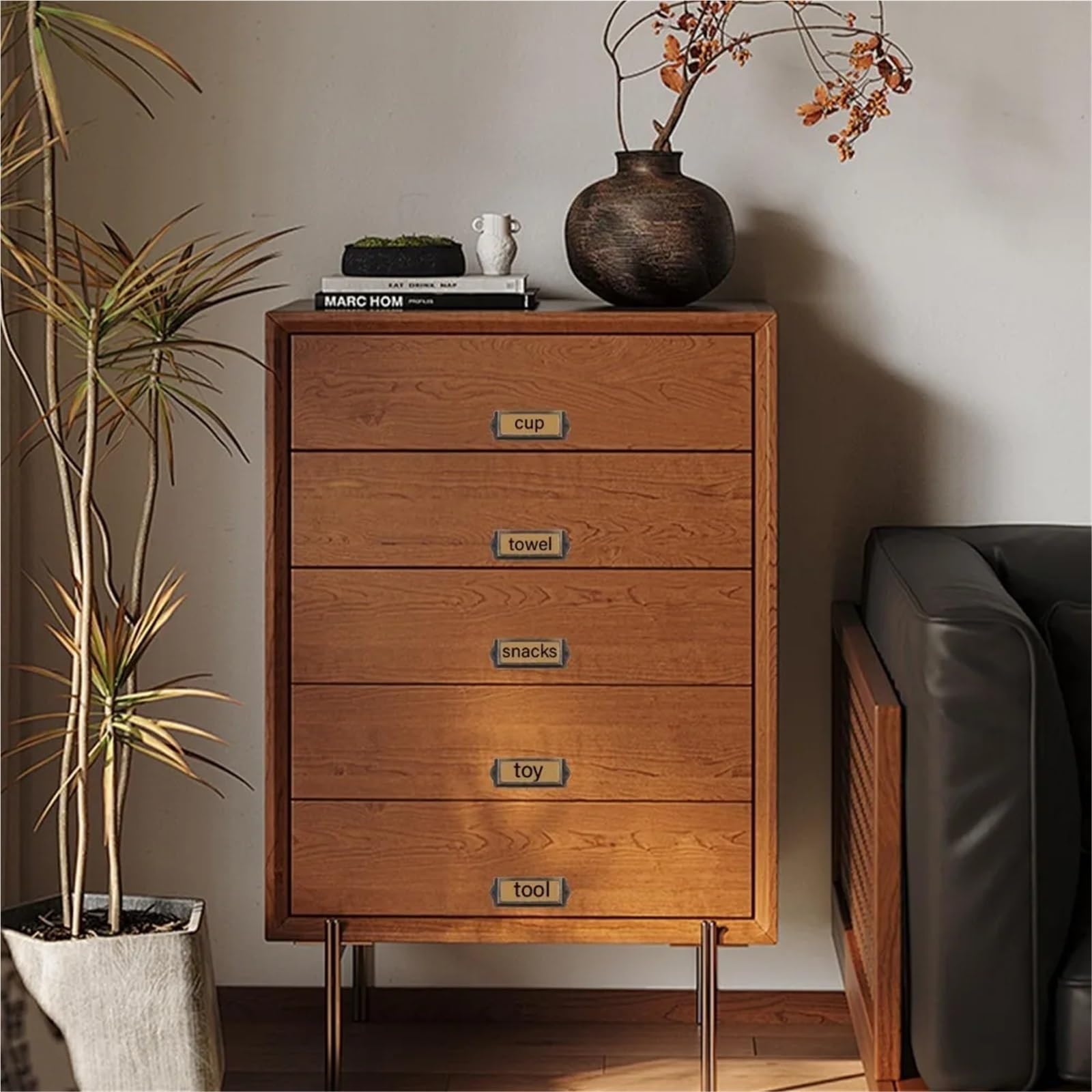 Lot de 60 porte-étiquettes en laiton antique pour espaces organisés pour bureau, bibliothèque, bibliothèque