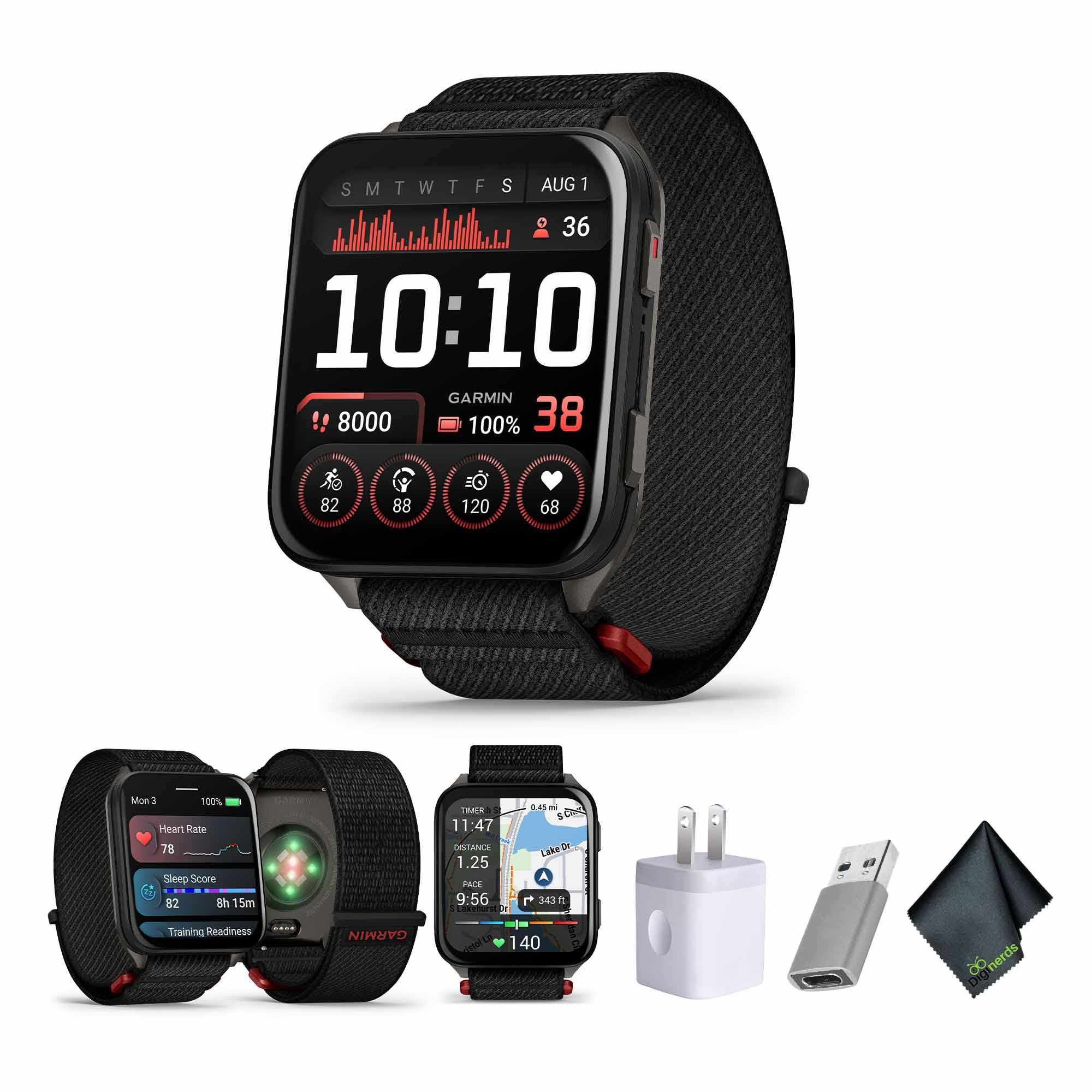GarminVenu X1 Thin and Lightweight GPS Smartwatch, 2” AMOLED Display, Sapphire Lens, LED Flashlight, Built-in Maps, 100+ Sports Apps, Fitness and Wellness Tracking Black with Slate Titanium Caseback