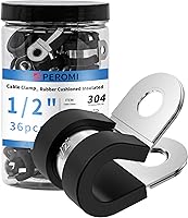 Vista 7 de 12 piezas de abrazaderas de cable dobles de 1-1/2" con refuerzo remachado actualizado, abrazaderas de tubo de bucle aislado con almohadilla de goma