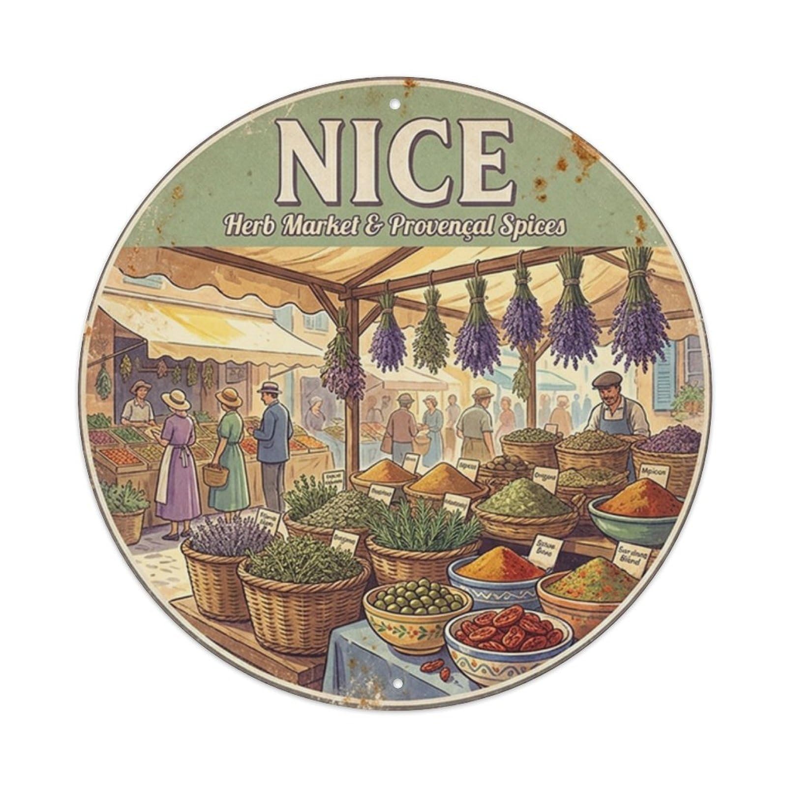 Olhnbad Style Cuisine Culture Nice Old Market Provencal Bounty Travel Metal Tin Sign