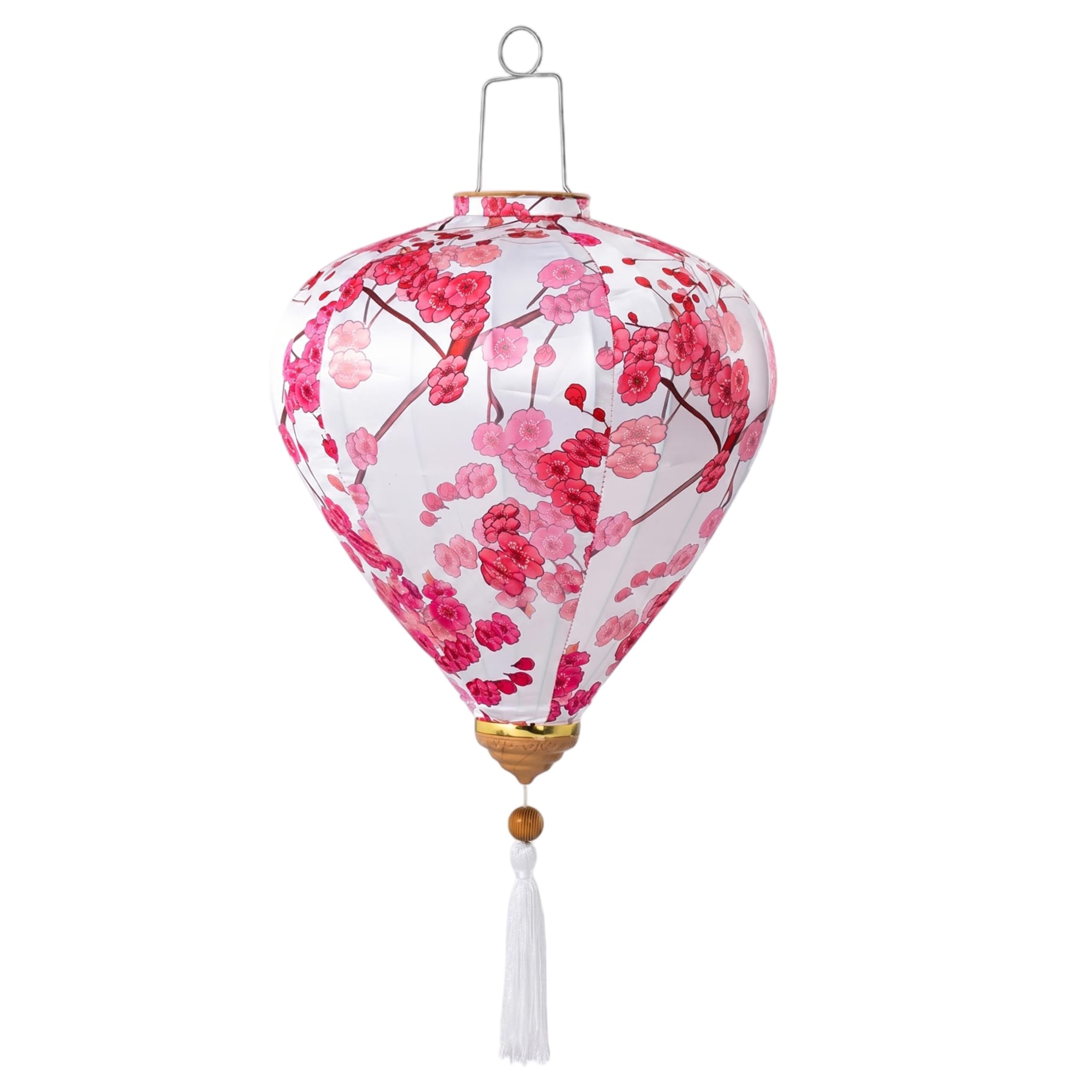 Gemuseeee 12 Inch Handcrafted Asian Vietnamese Lantern Chinese Lantern Outdoor with Plum Blossom Pattern - White