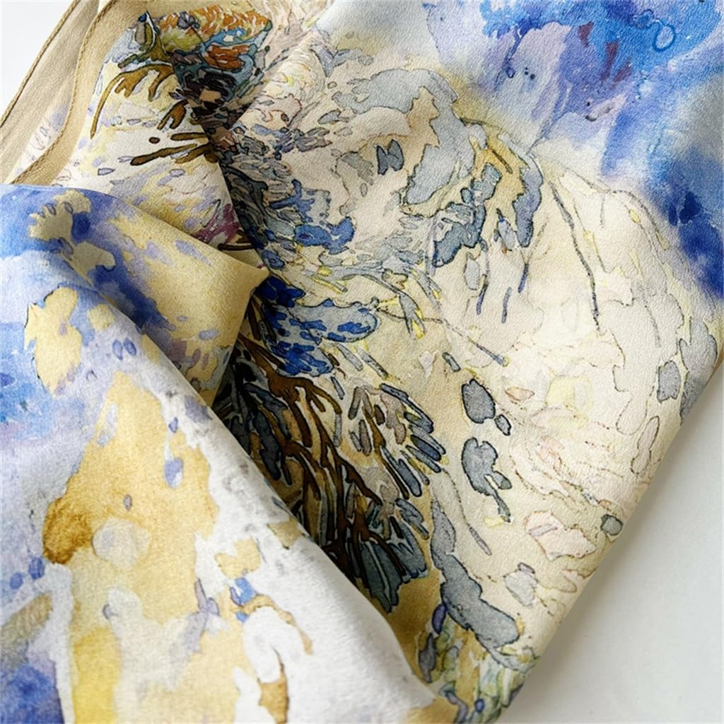 Soie Crêpe de Chine Foulard en Soie Foulard Femme Long Polyvalent Petit Châle Décoration
