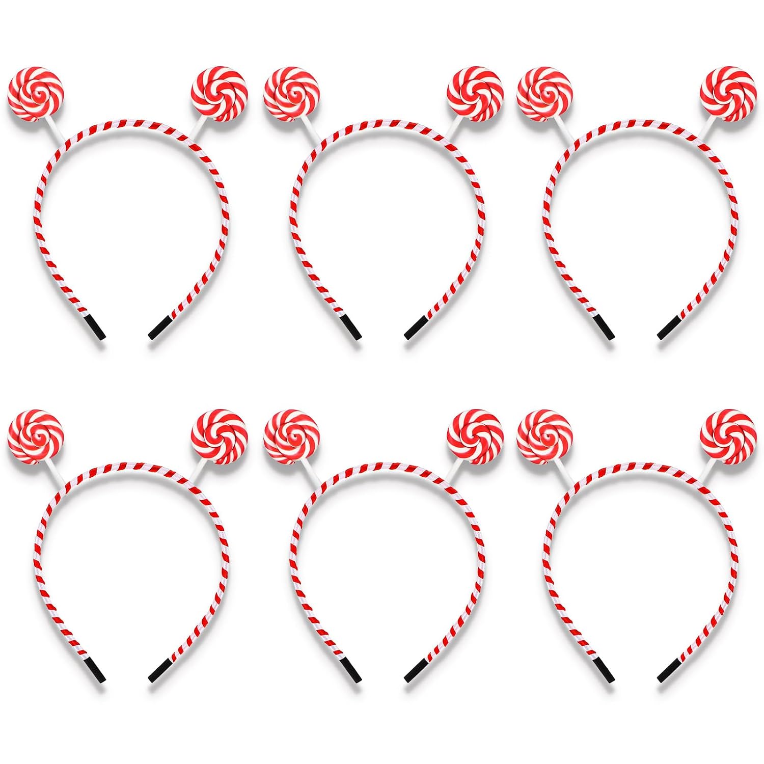 Wavwavw 6 Pack Christmas Headband Cute Xmas Holiday Hairband Christmas Cosplay Headpiece Party Favor Gift for Women (Candy)
