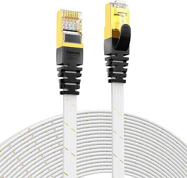 Amazon Cat7準拠stp 高速lanケーブル 10m Ampcom 10gbps 600mhz Rj45 フラットインターネットケーブル 金メッキ コネクタ 組紐 高靭性ポリエステル採用 Pvc被覆 爪折れ防止 白 10m Ampcom Lanケーブル 通販