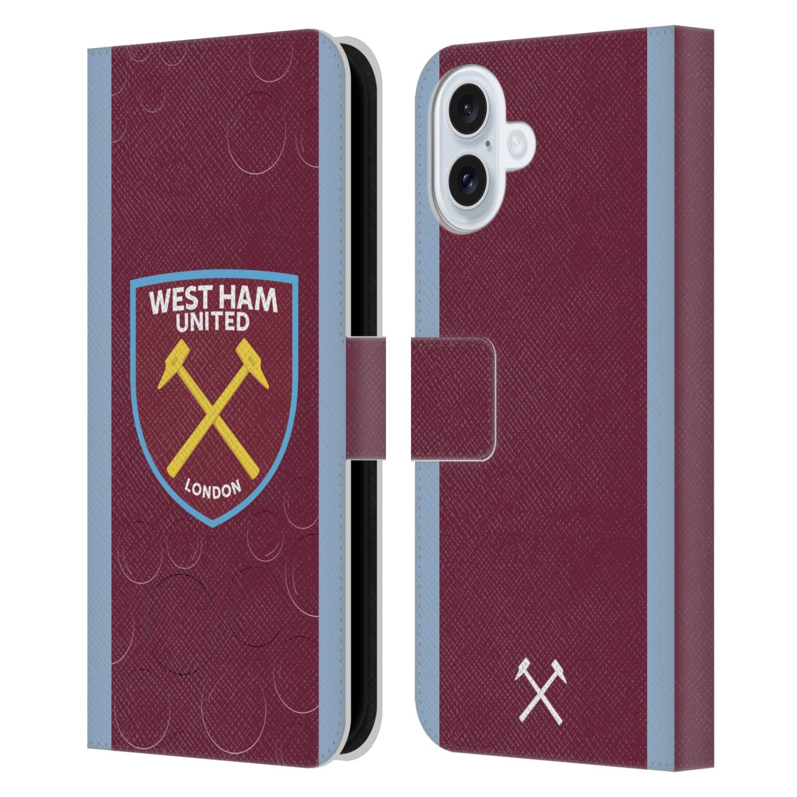 Head Case Designs Officially Licensed West Ham United FC Home 2023/24 Crest Kit Leather Wallet Case Compatible With Apple iPhone 16 Plus