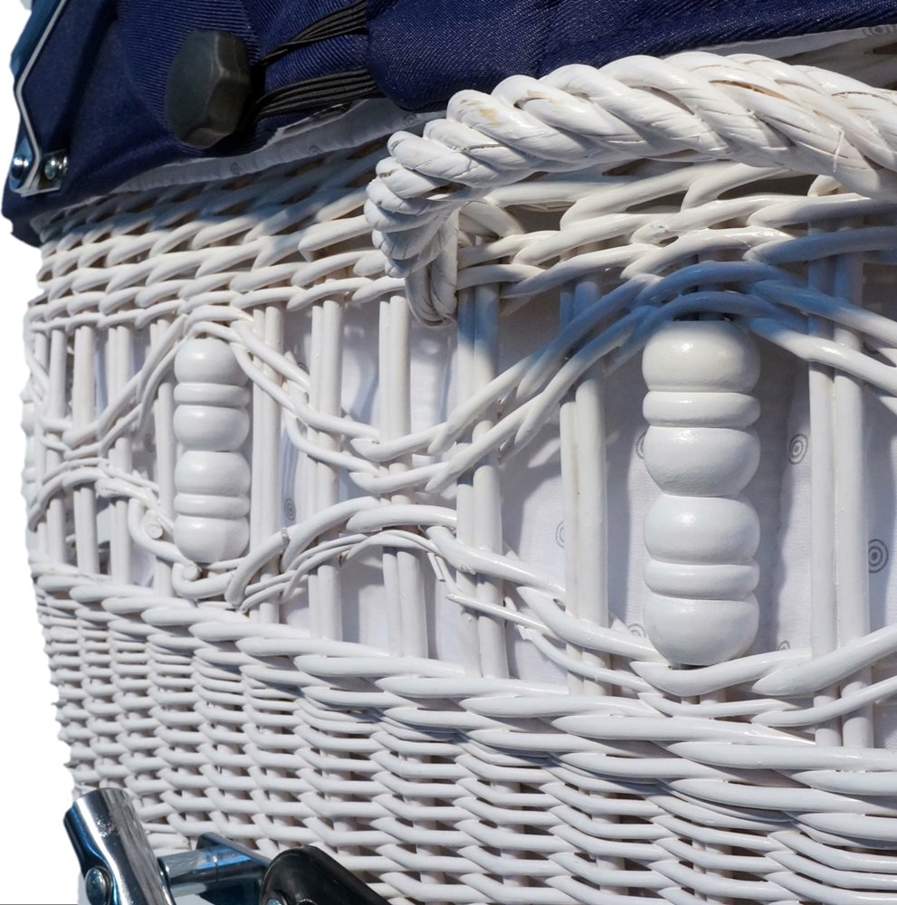 Eichhorn Kinderwagen Weidenkorb Korb Weiß Stoff Marine, blau