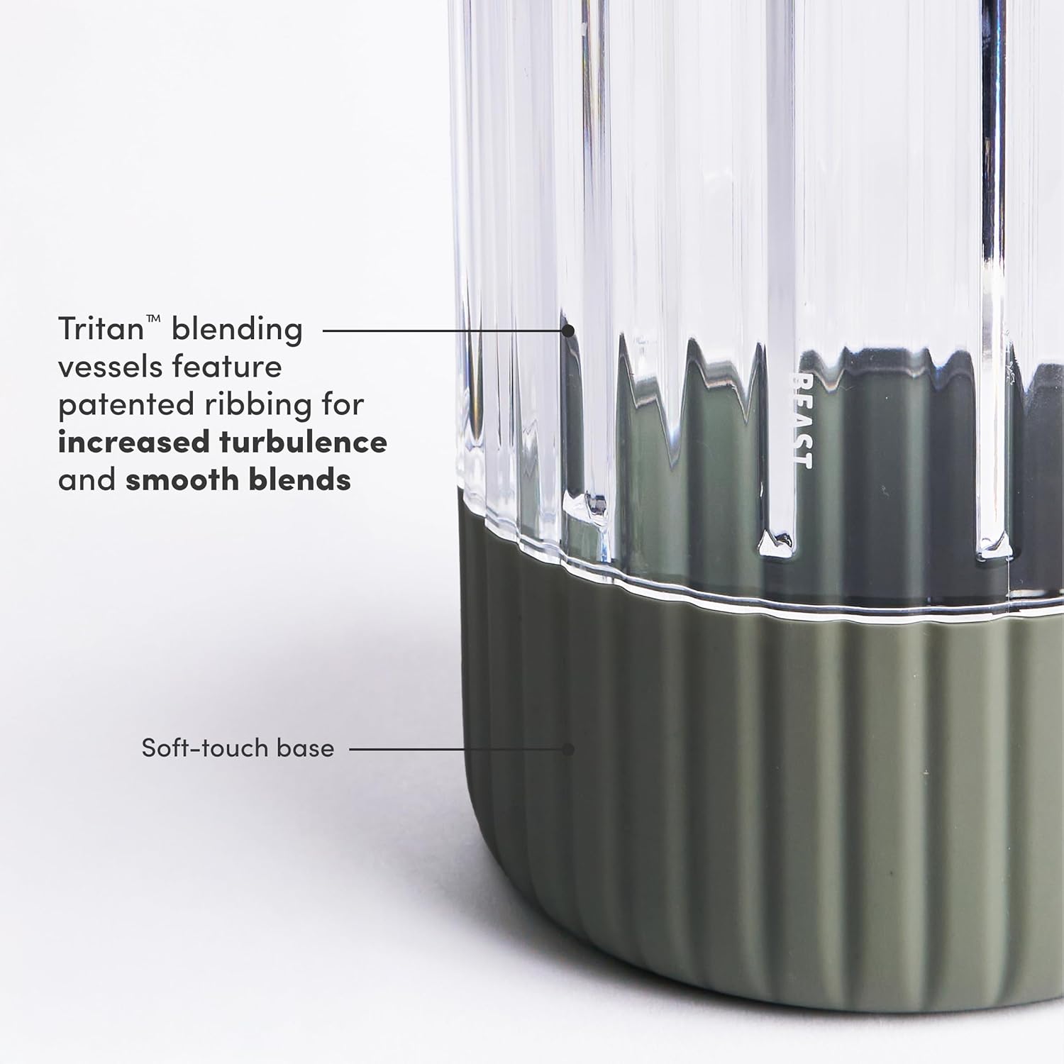 Beast Mega 1200 Stainless Steel | Premium Countertop Blender | Smoothies, Shakes, Sauces, Dips | Lg Servings | Blends Ice + Frozen Fruit | Double-Wall Insulation | Extra Vessels | 1200W (Sage)