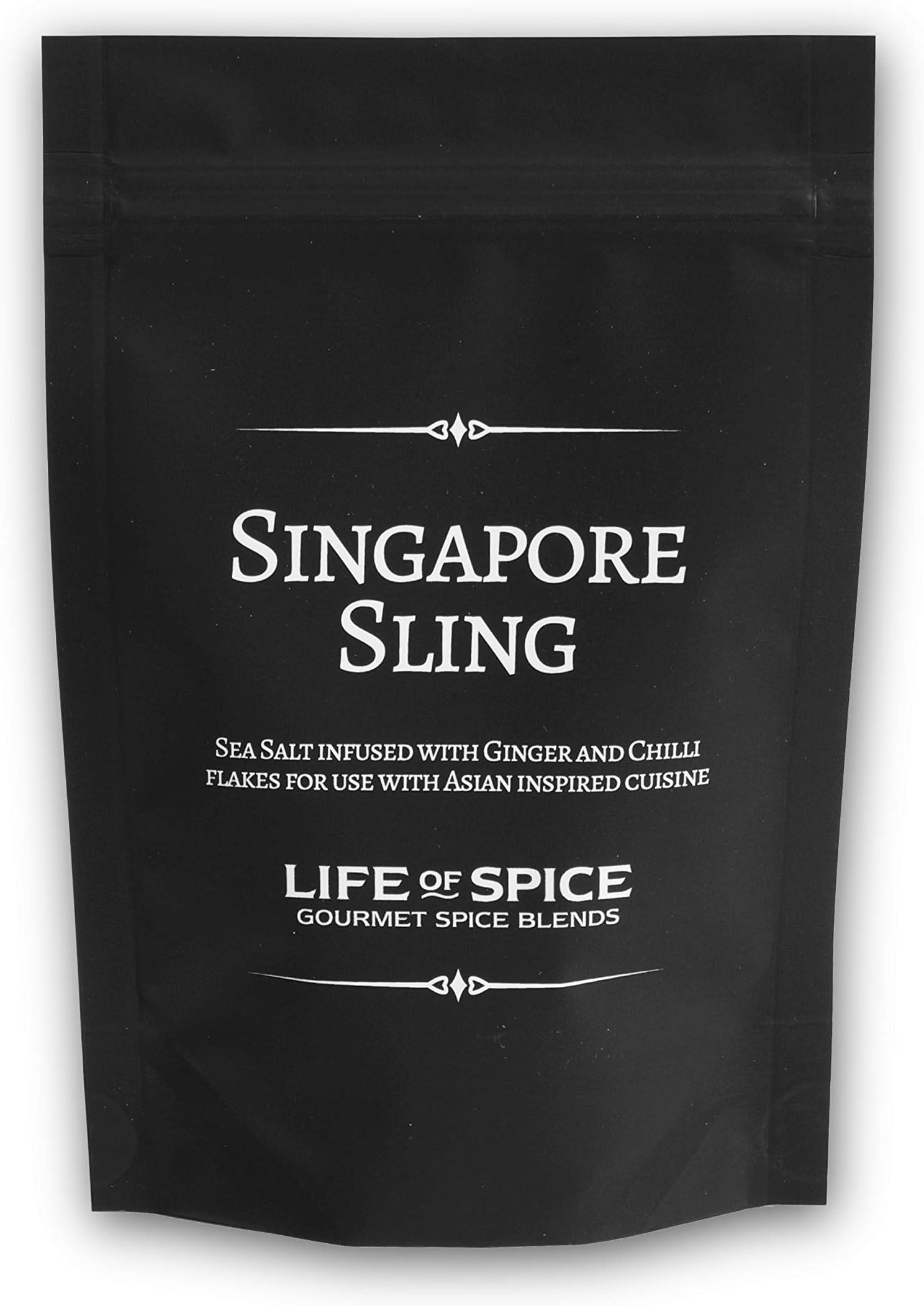 – Singapore Sling | Brilliant Asian Flavoured Sea Salt | 75g Pack with Recipe Card | Sea Salt, Crushed Chillies, Garlic & Ginger | Great for Stir Fry’s & Soups | All Natural/Gluten Free