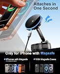 15W for MagSafe Car Mount Charger, Magnetic Wireless Car Charger, Strongest Vacuum Suction & Strongest Magnetic, 360° Adjustable Car Phone Holder Mount for iPhone 17 16 15 14 13 12 Series, Samsung S26