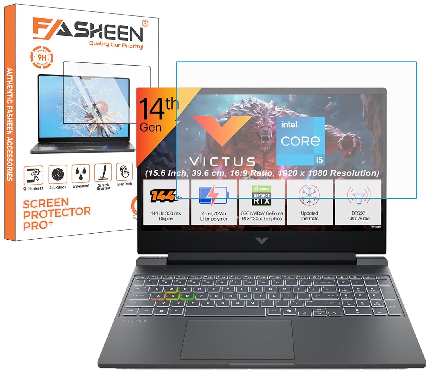 FASHEEN AntiGlare Matte Screen Guard Compatible With HP SmartChoice Victus (15.6 Inch, 16:9 Aspect Ratio) Flexible Fiber 9H Hardness Screen Protector Not a Tempered Glass-picture-30