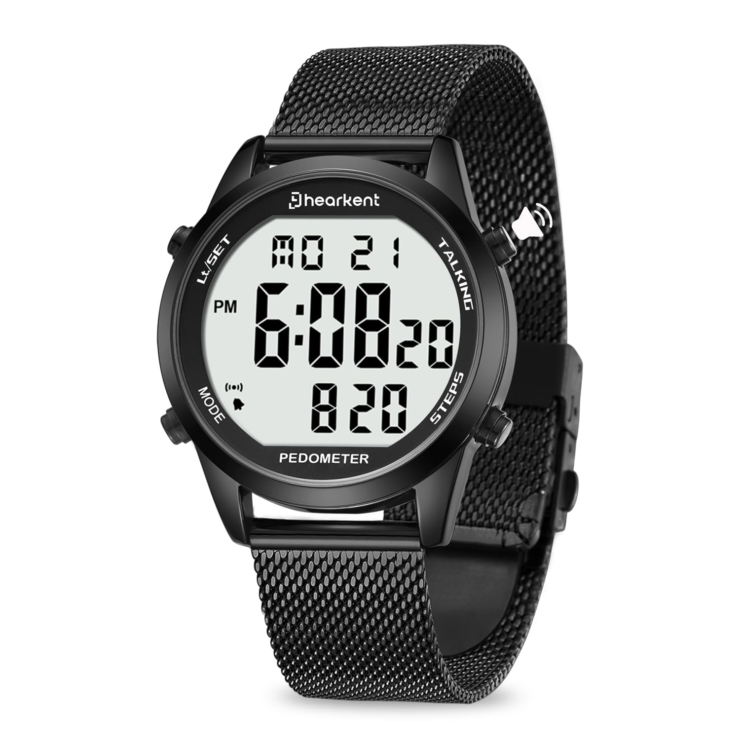 Hearkent Digital Talking Watch with Pedometer,Announces time/Date/Steps/Calories in English,Gift for Elderly,Blind&Visually impaired,5 Alarm Reminders+Hourly Chime,EL Backlight-image-48
