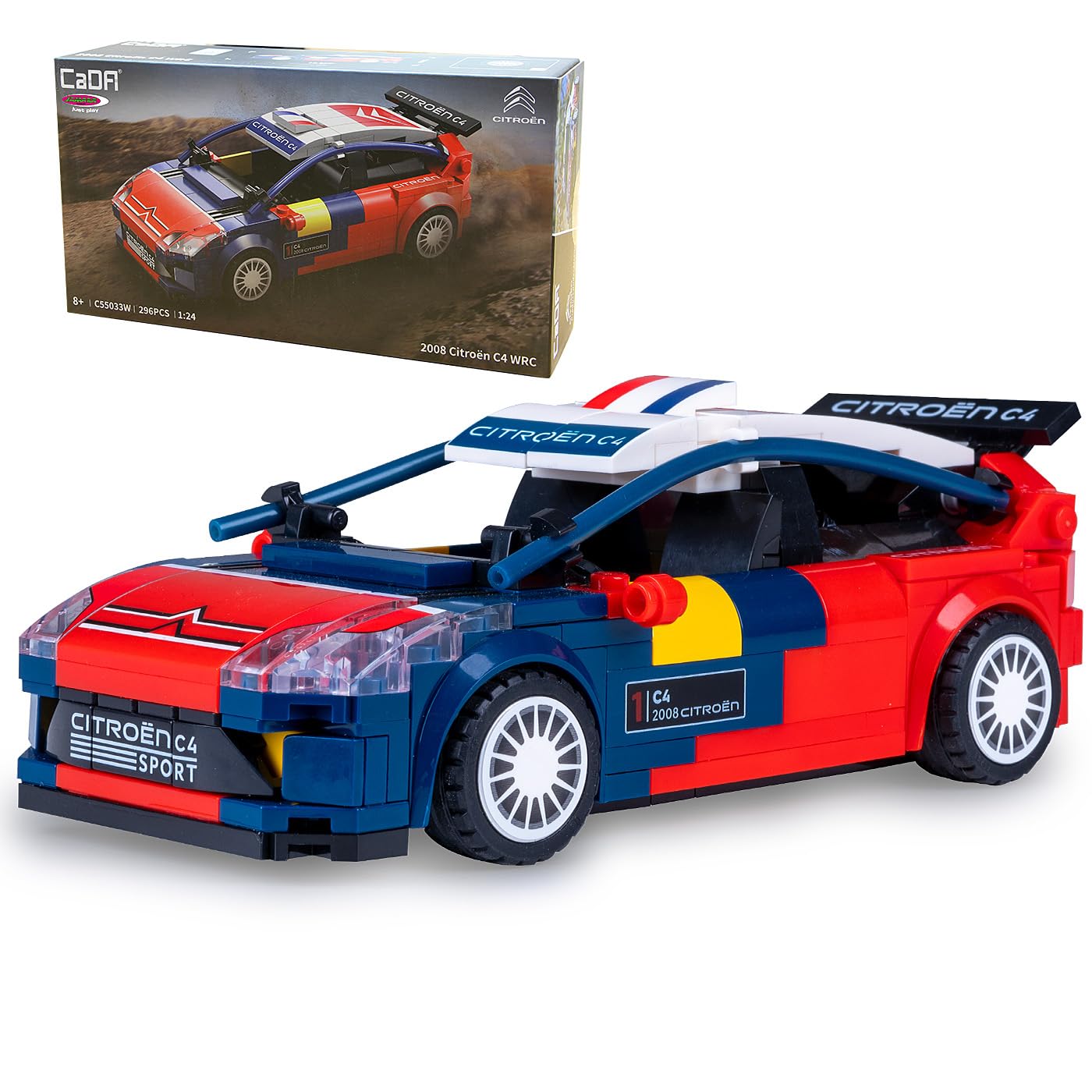 JAMARA 402872 CADA 2008 Citroën C4 WRC 1:24 Bricks, Kids Spielzeugauto, Sport Rennwagen für Kinder ab 8 Jahre, Geschenkidee für Kids, Fördert die Feinmotorik, Detailgetreu