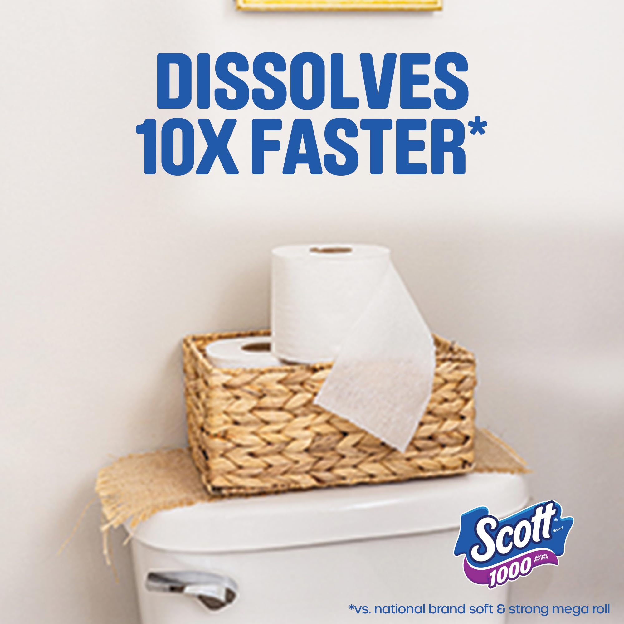 Scott Papel higiénico Trusted Clean 1000, 32 rollos, 1000 hojas por rollo, papel higiénico