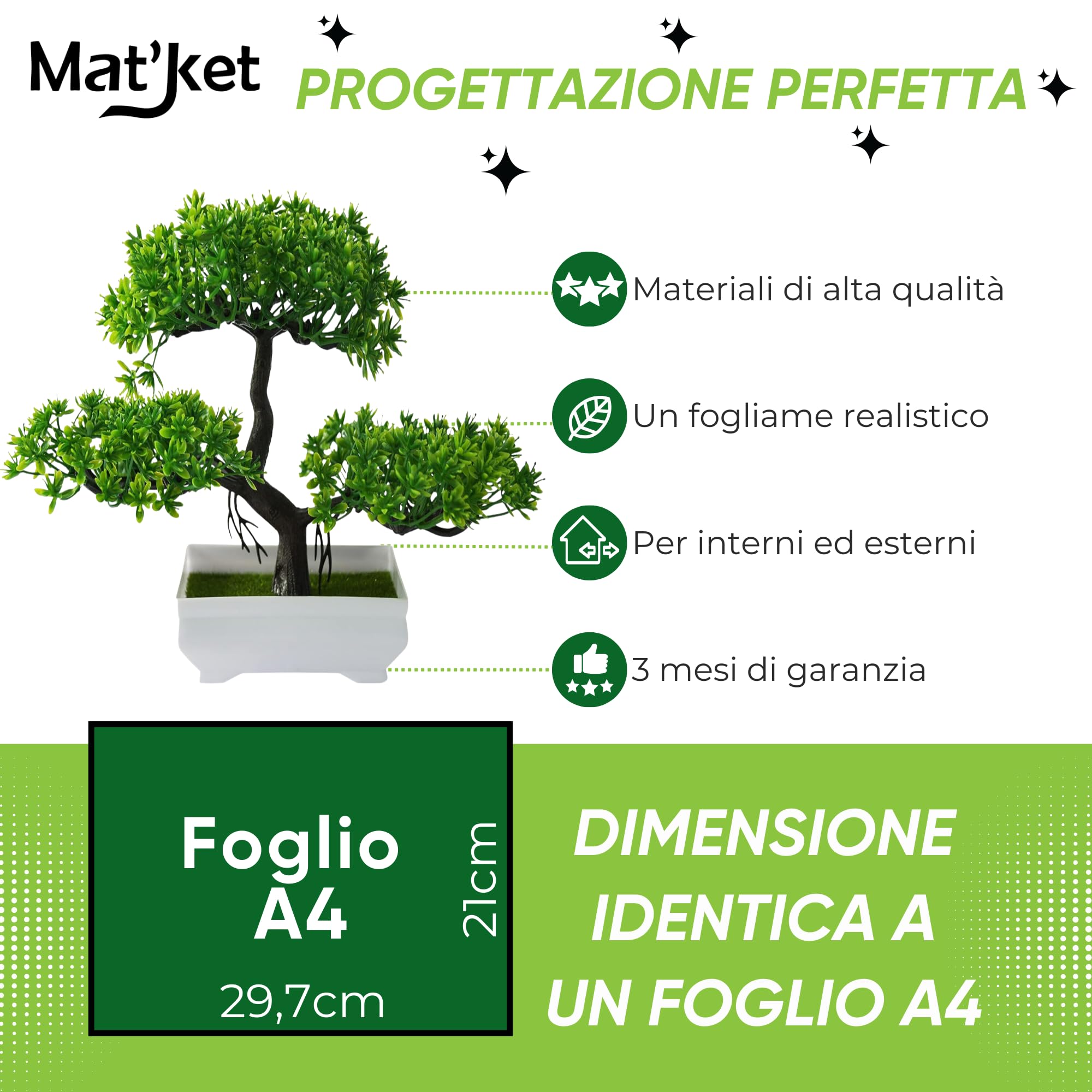 Bonsai Finto Realistico, 18x27 cm, Pianta Artificiale da Interno, Decorazione Zen per Casa e Giardino, Vaso Decorativo da Interno, Arredo Bagno, Camera, Piante Finte, Scrivania Piccola (Bianco)