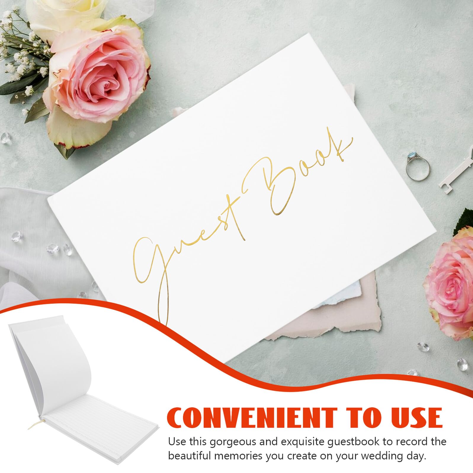 Baluue Libro degli Ospiti Firma per Matrimonio Mini Album di Ritagli Elegante 120 Pagine Forniture per Ricevimento Nozze e Feste