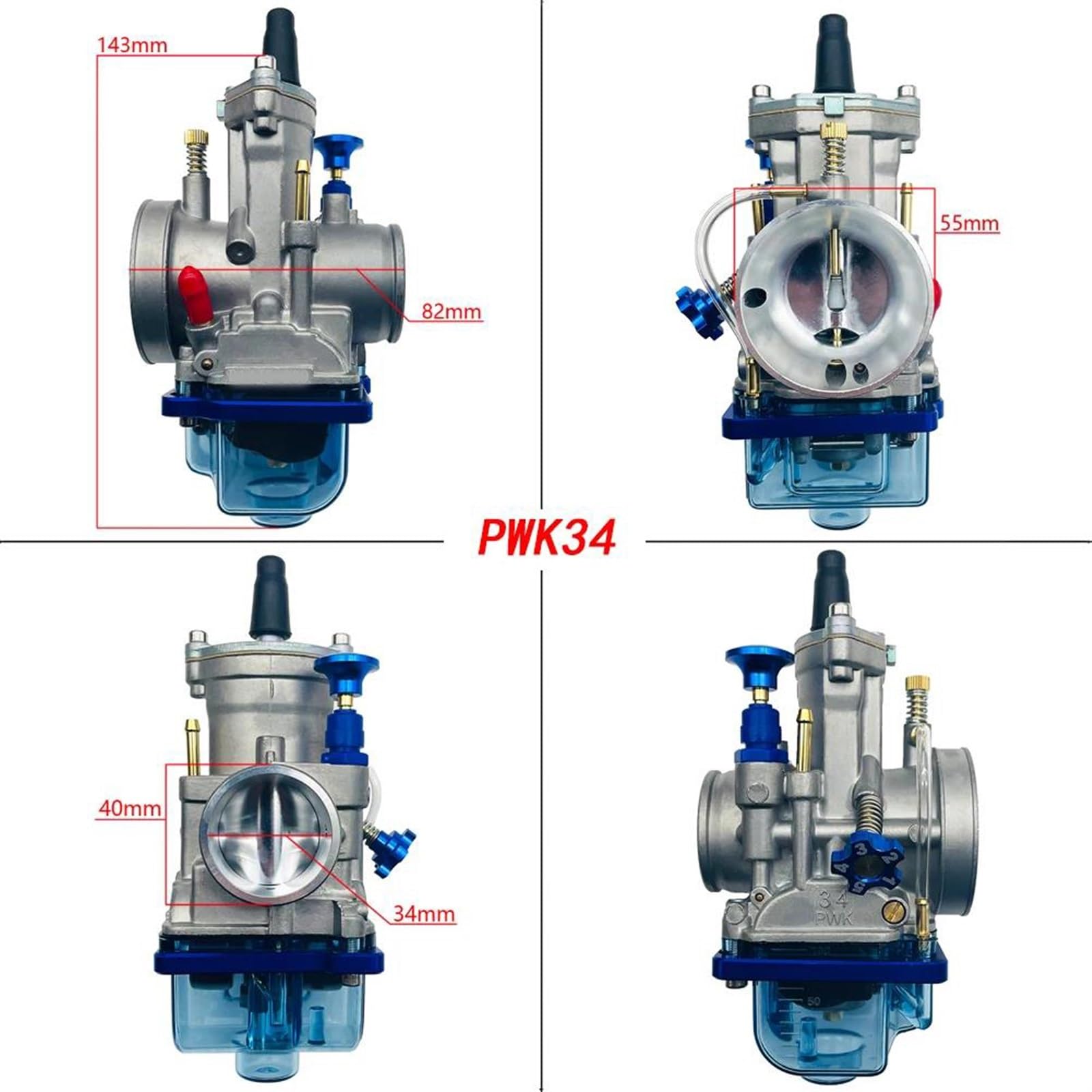 Modifica Del Coperchio Inferiore Blu Trasparente Per Il Carburatore Moto 2t 4t Tempi Per Pwk24 26 28 30 32 34mm