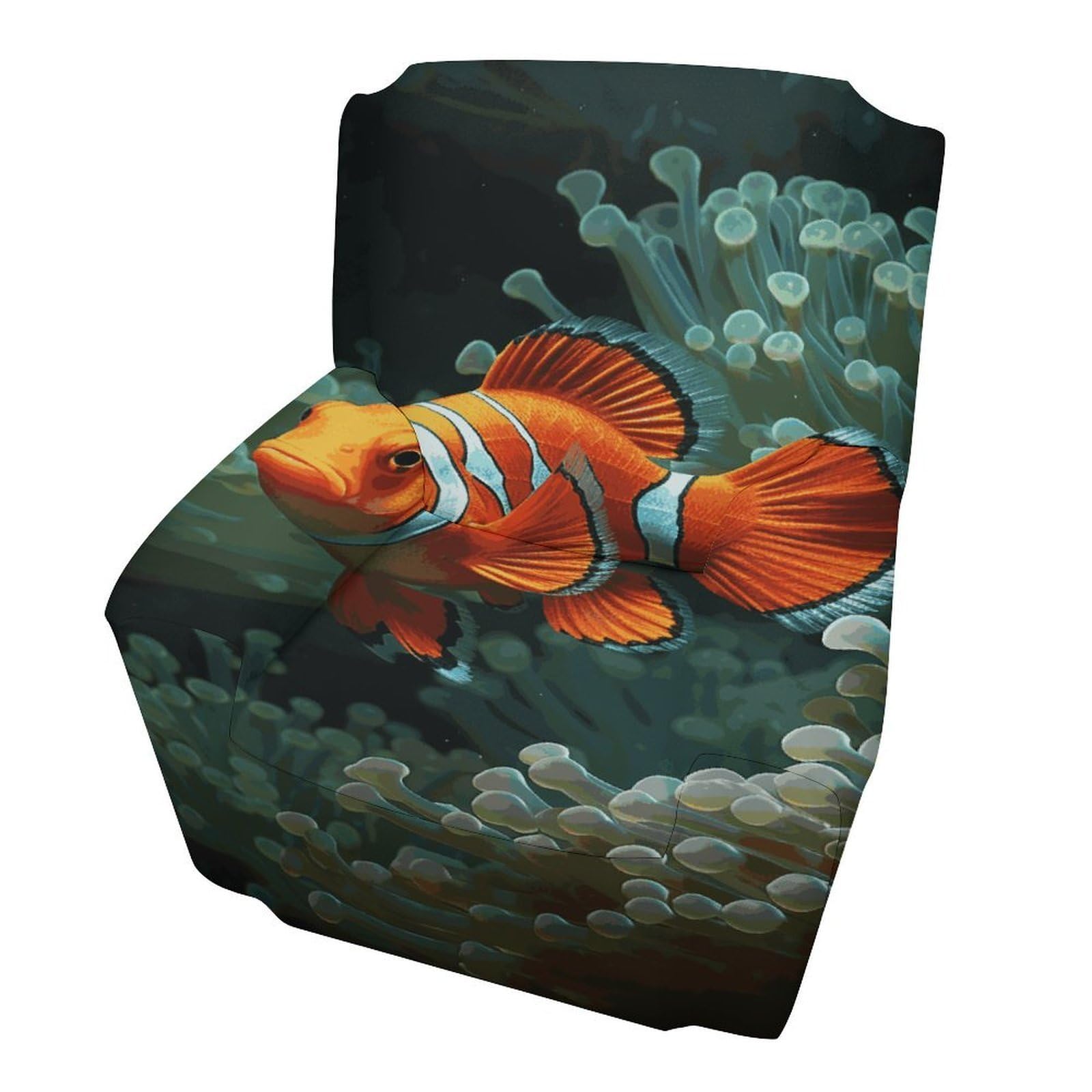 Fodpand Style Fish Background Sofa Cover Soft 1 Seater Sofa Slipcover For Pets Washable,Couch Cover With Elastic Straps Furniture Protector
