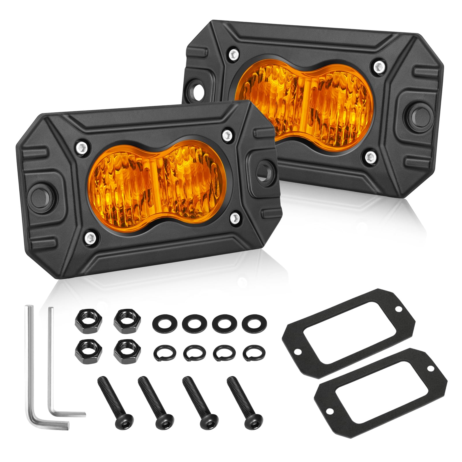 Amber Flush Mount LED Pods 40W CREE LED Flood Amber Fog Lights