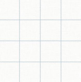 NextWall Classic Striped Check Peel and Stick Wallpaper (Sky Blue & Linen)