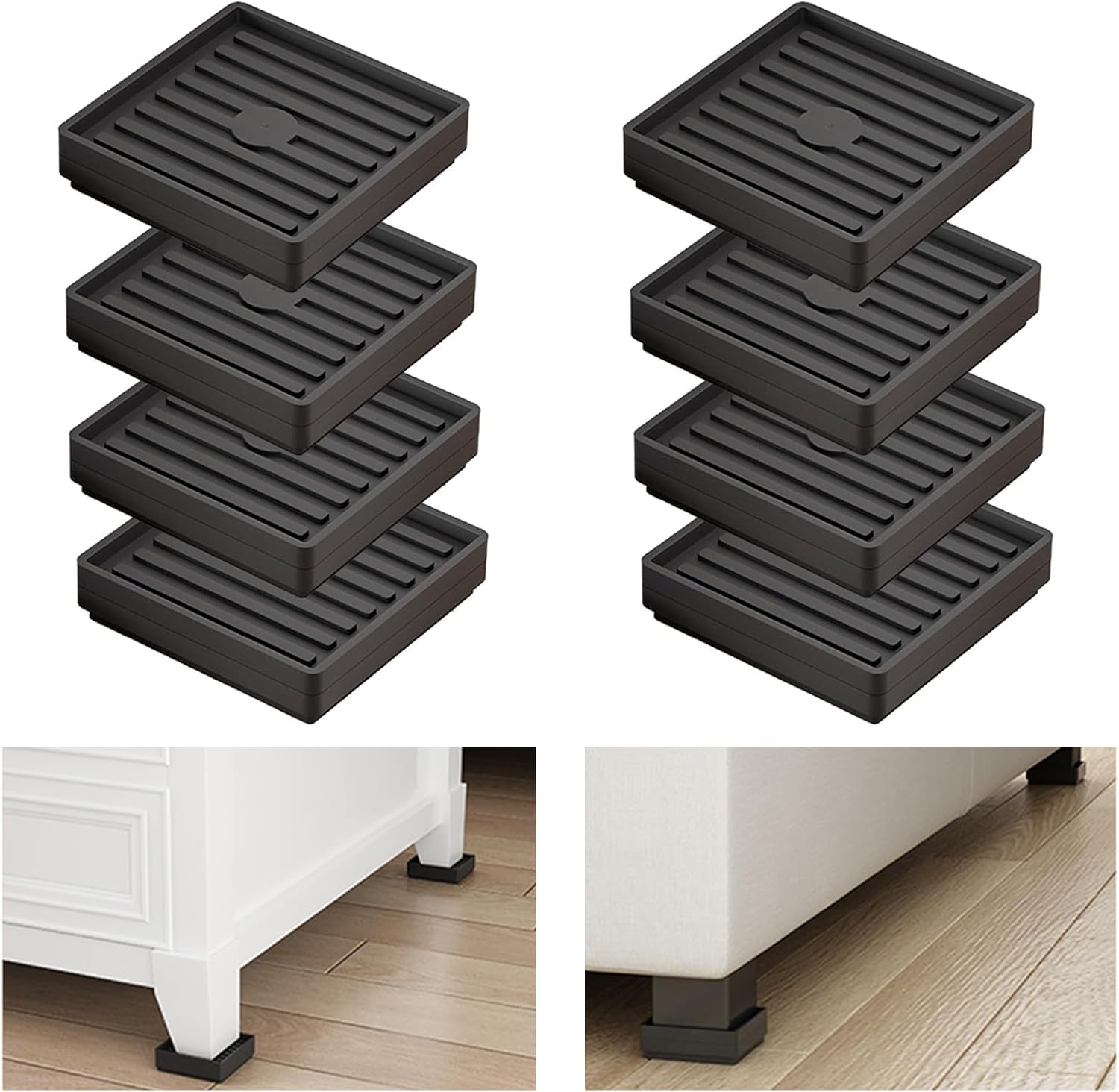 Bed Risers Heavy Duty, Set of 8, Stackable Square Furniture Risers, Adjustable Bed Furniture Risers Lifts Height 0.5-2 inch, Solid Non Slip Furniture Pad for College Dorm, Table, Couch, Chair Bed Risers Heavy Duty, Set of 8, Stackable Square Furniture Risers, Adjustable Bed Furniture Risers Lifts Height 0.5-2 inch, Solid Non Slip Furniture Pad for College Dorm, Table, Couch, Chair