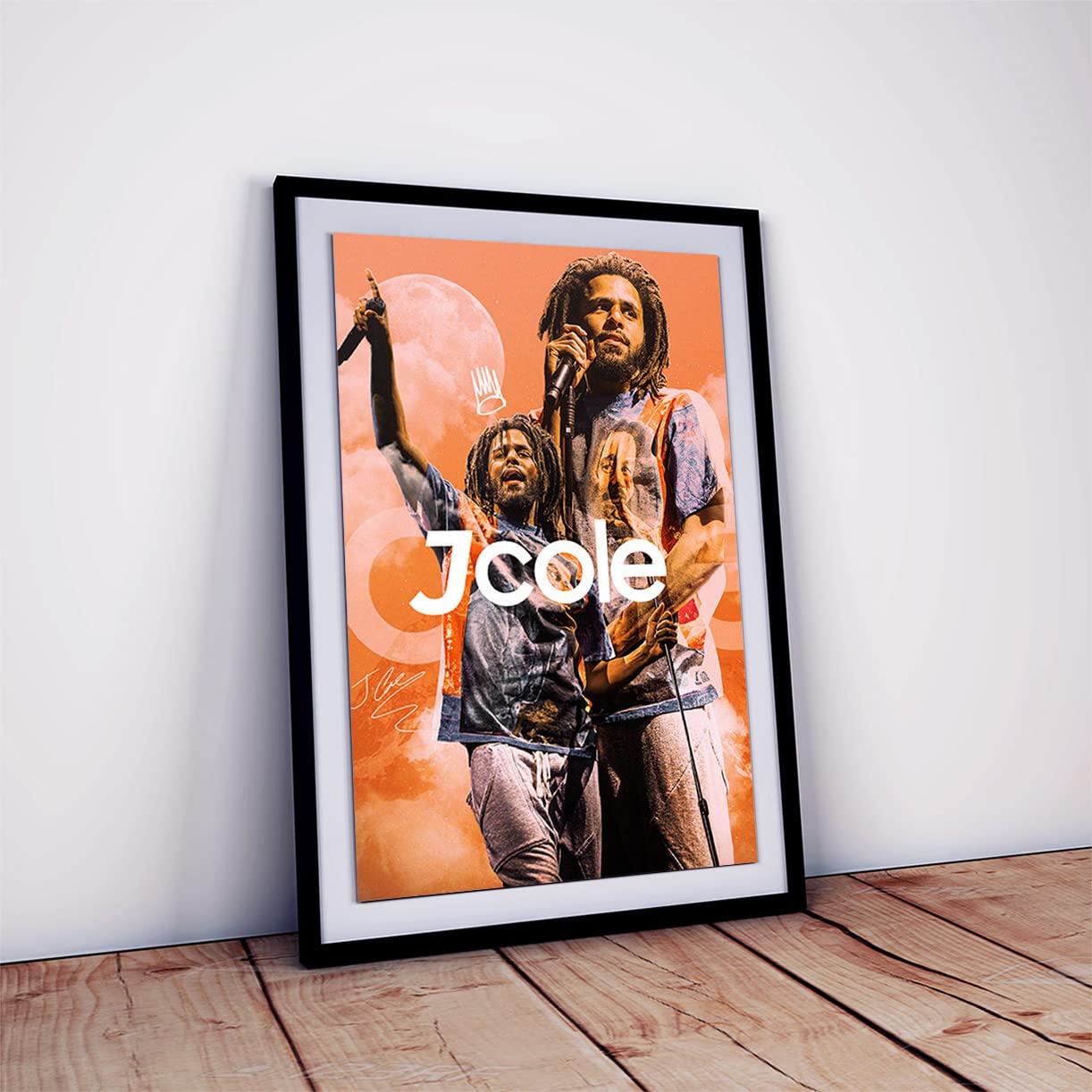 One click creationsJ Cole Poster with Frame Decorative Wall Art HD Print Quality (Multicolor, 12 X 18 inch, Framed)