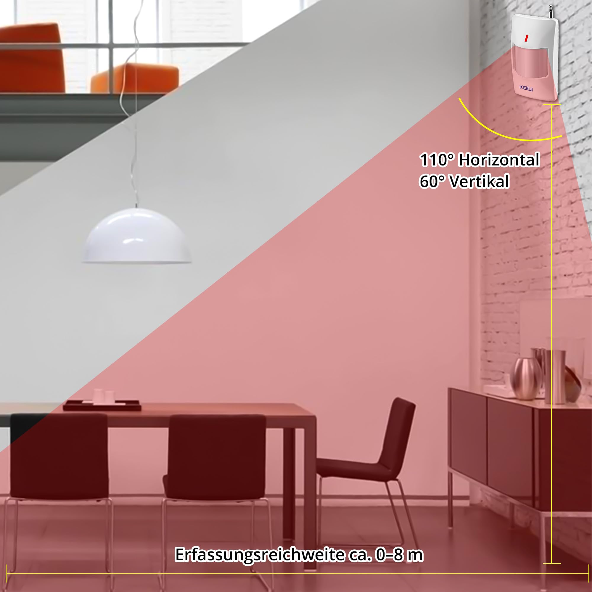 Alarmanlage Haus Set mit 115dB Sirene – Funk Einbruchschutz & Hausalarmanlagen für Lager, Garage & Wohnmobil – Kabellos Türalarm, Fensteralarm, Bewegungsmelder & Fernbedienung, Ohne Bohren