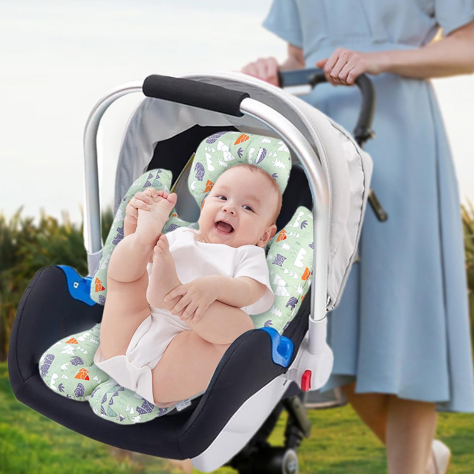 Cojín de asiento de coche de bebé para cochecito, cojín de asiento | de coche para - Inserte el cojín de soporte del cuerpo de la cabeza del asiento de coche - Inserto de cojín de cochecito de