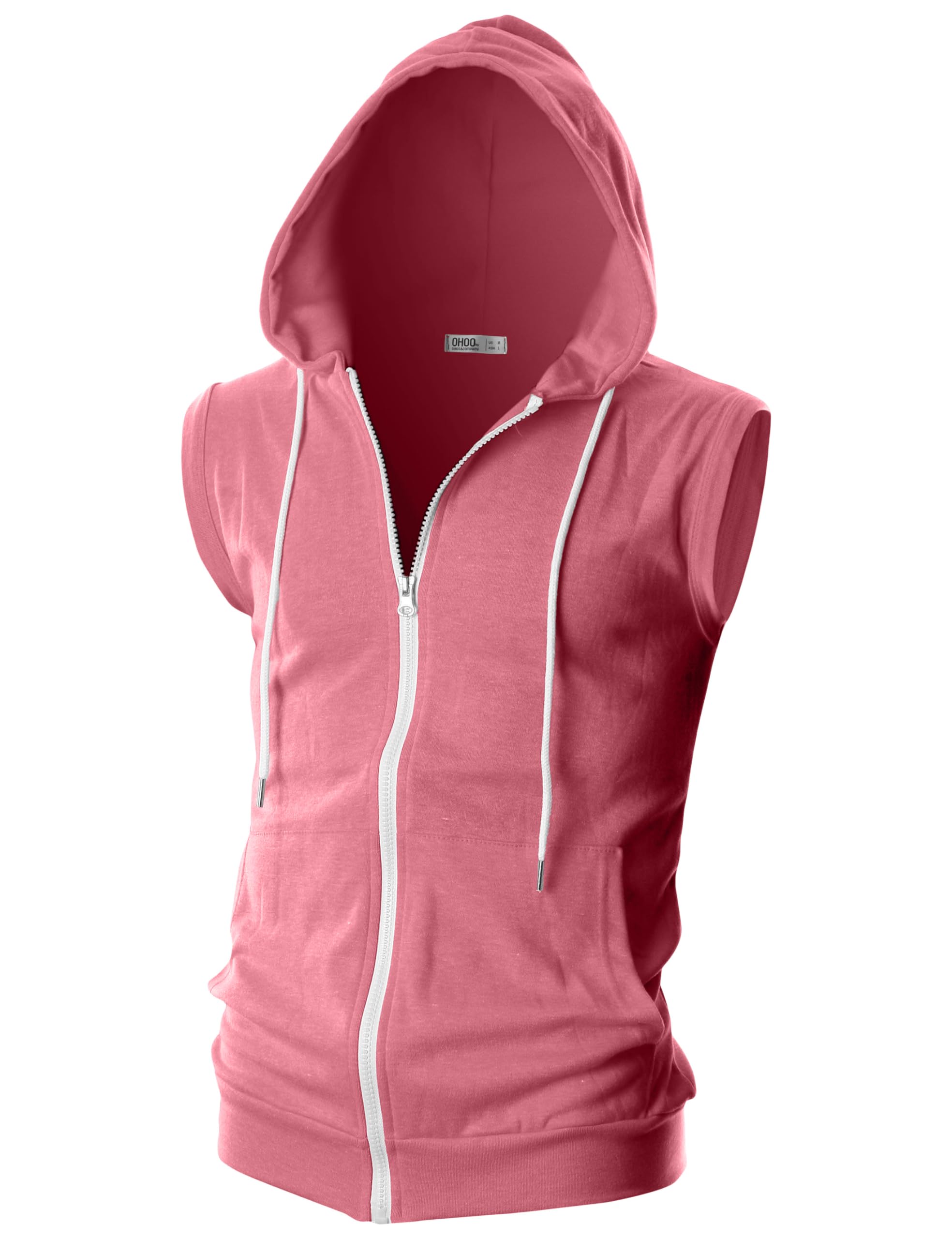 Mens Slim Fit Sleeveless Lightweight Zip Up Hooded Sweatshirt Vest Hoodie