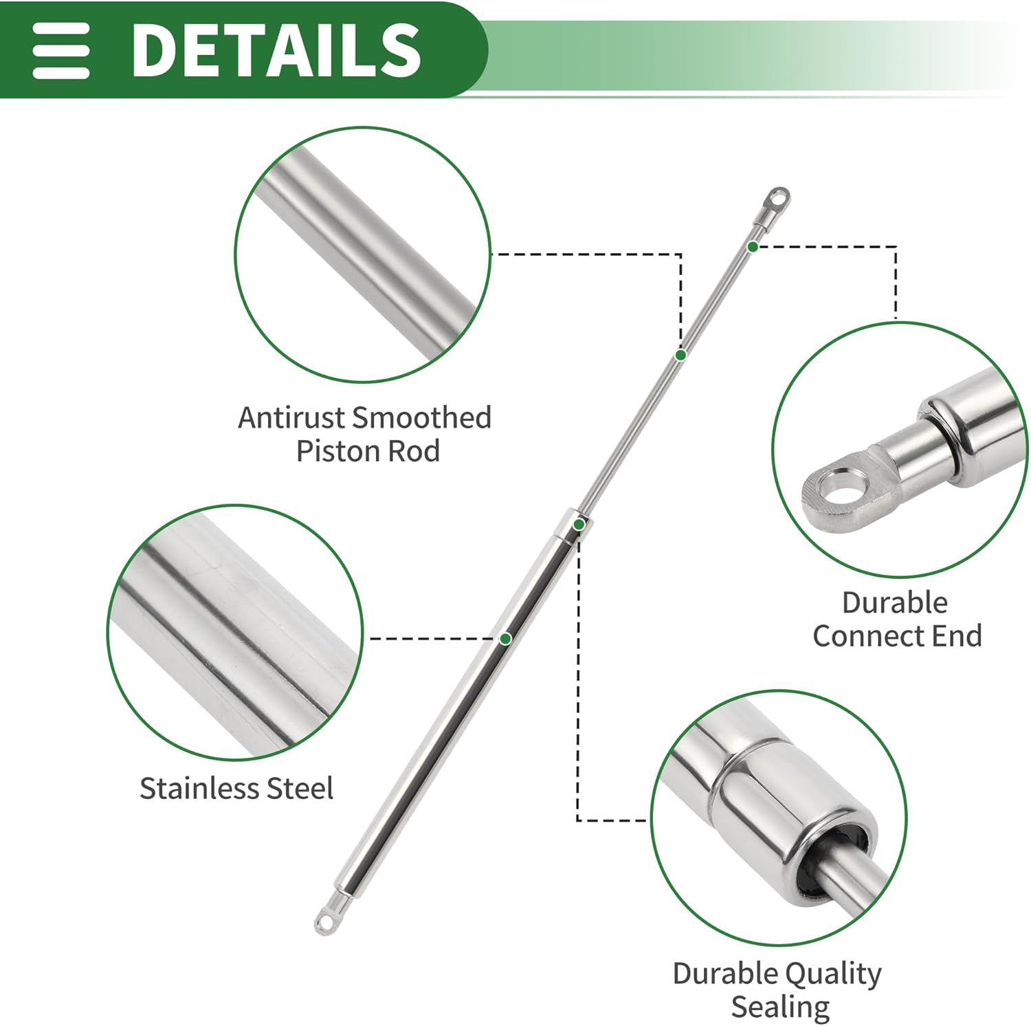 Motoforti 20inch/500mm 80lb/355N/35.5kg Stainless Steel Marine Lift Support Struts Boat Hatch Gas Springs 2 Pcs