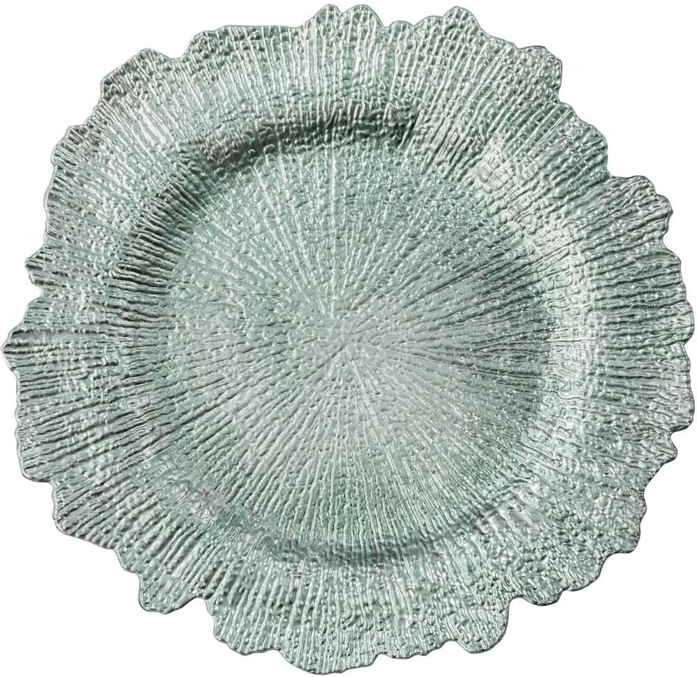 Light Turquoise Reef Acrylic Charger Plate - Premium Quality Plastic With Enchanting Beach-Inspired Design, Perfect For Weddings, Celebrations, & Fine Dining Events - 1 Pc