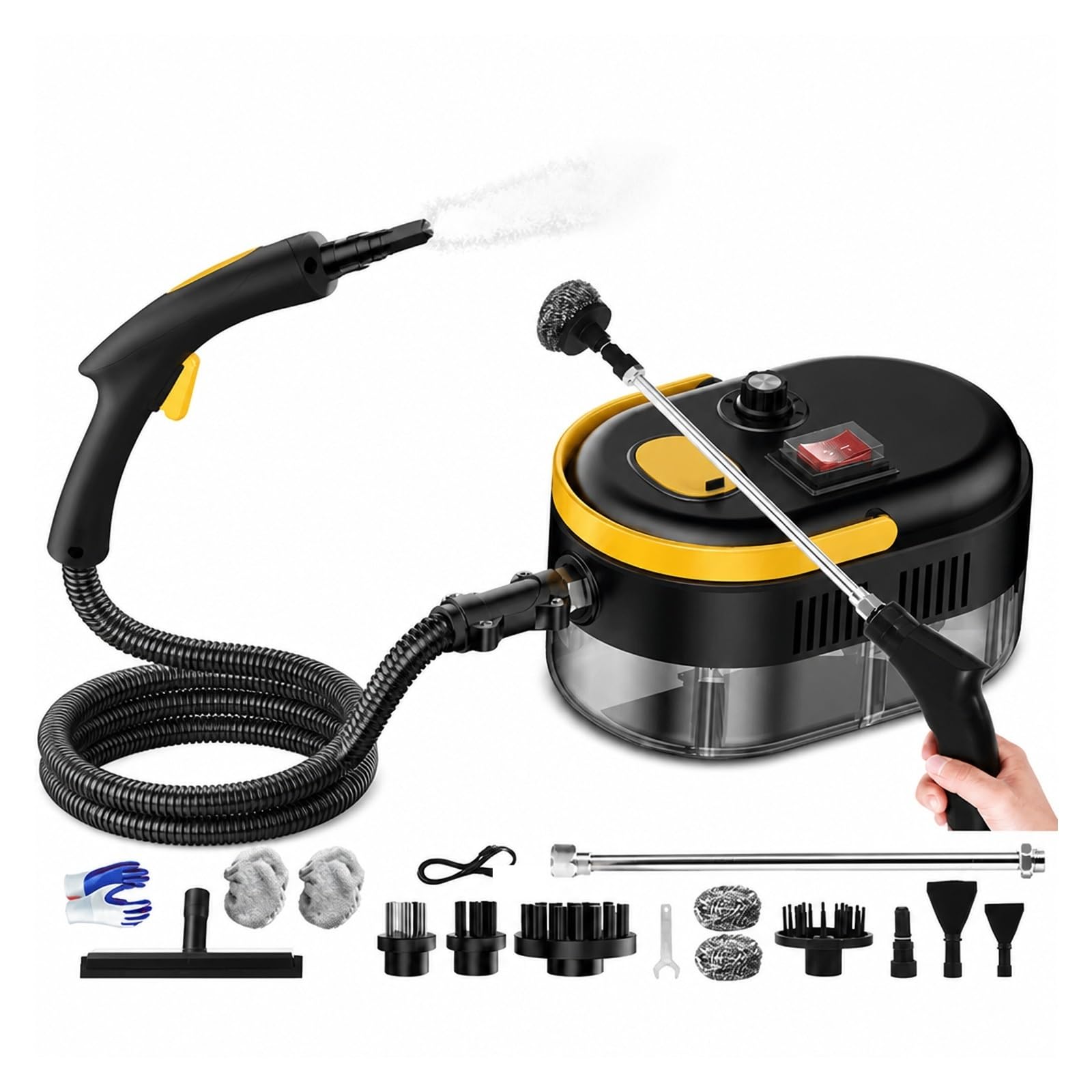 NGTFDCP Handheld Steam Cleaner, Steam Cleaner High Pressure Temperature Kitchen Household Appliances Air Conditioner Cleaning DC for Home, Car, Floor(Black)