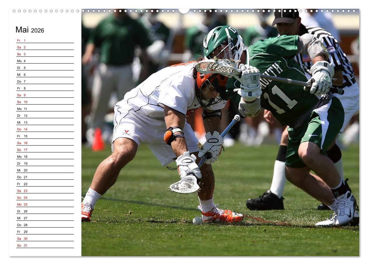 Teamsport Lacrosse - Face-off (Wandkalender 2026 DIN A2 quer), CALVENDO Monatskalender: Packende Spielszenen aus der Welt des Lacrosse (CALVENDO Sport)