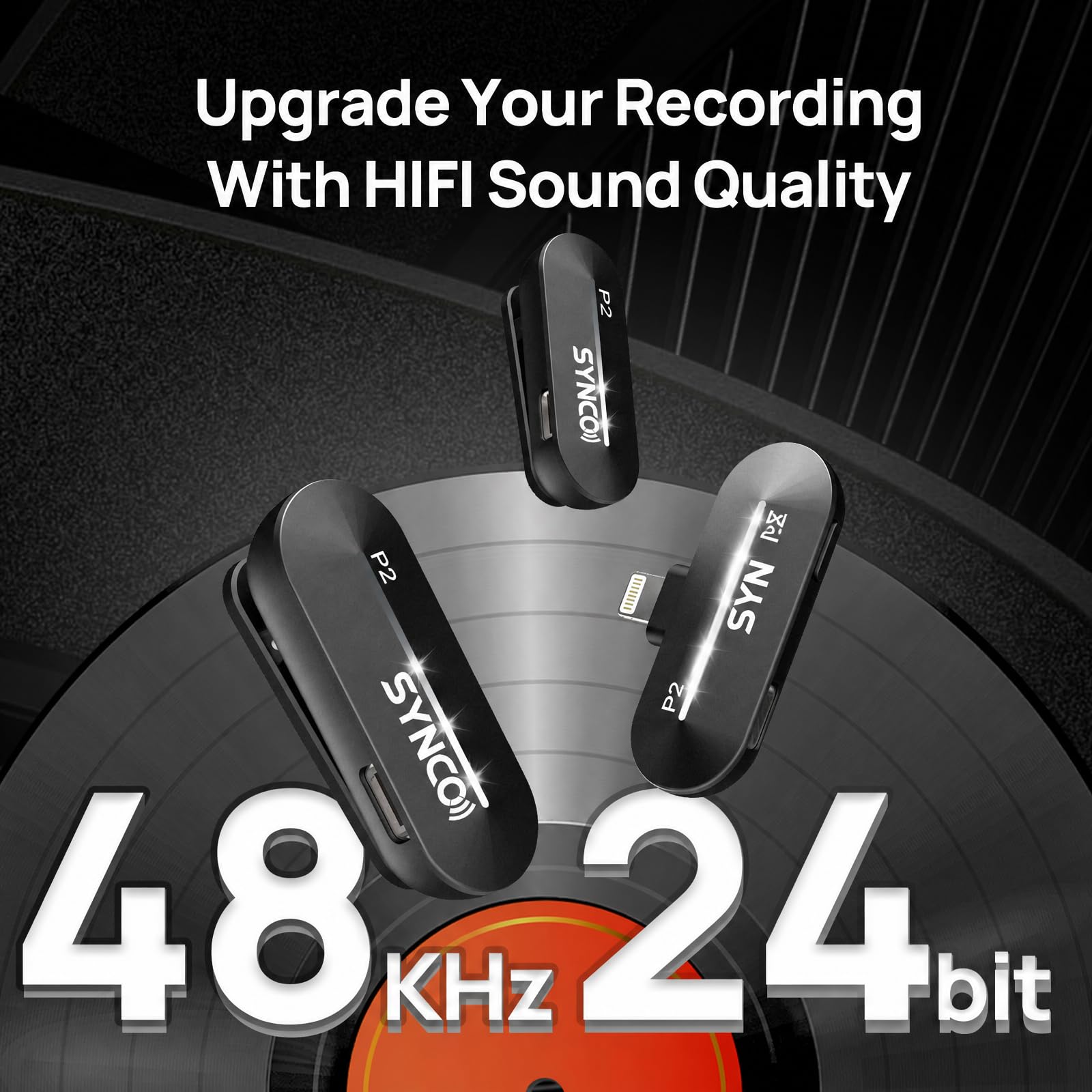 SYNCO 2-pak bezprzewodowych mikrofonów krawatowych do iPhone'a, P2XL Professional Lapel Mics do Tiktok, YouTube, strumieniowania, nagrywania wideo vloga, mikrofon bezprzewodowy do iPhone'a 14/13/12/11