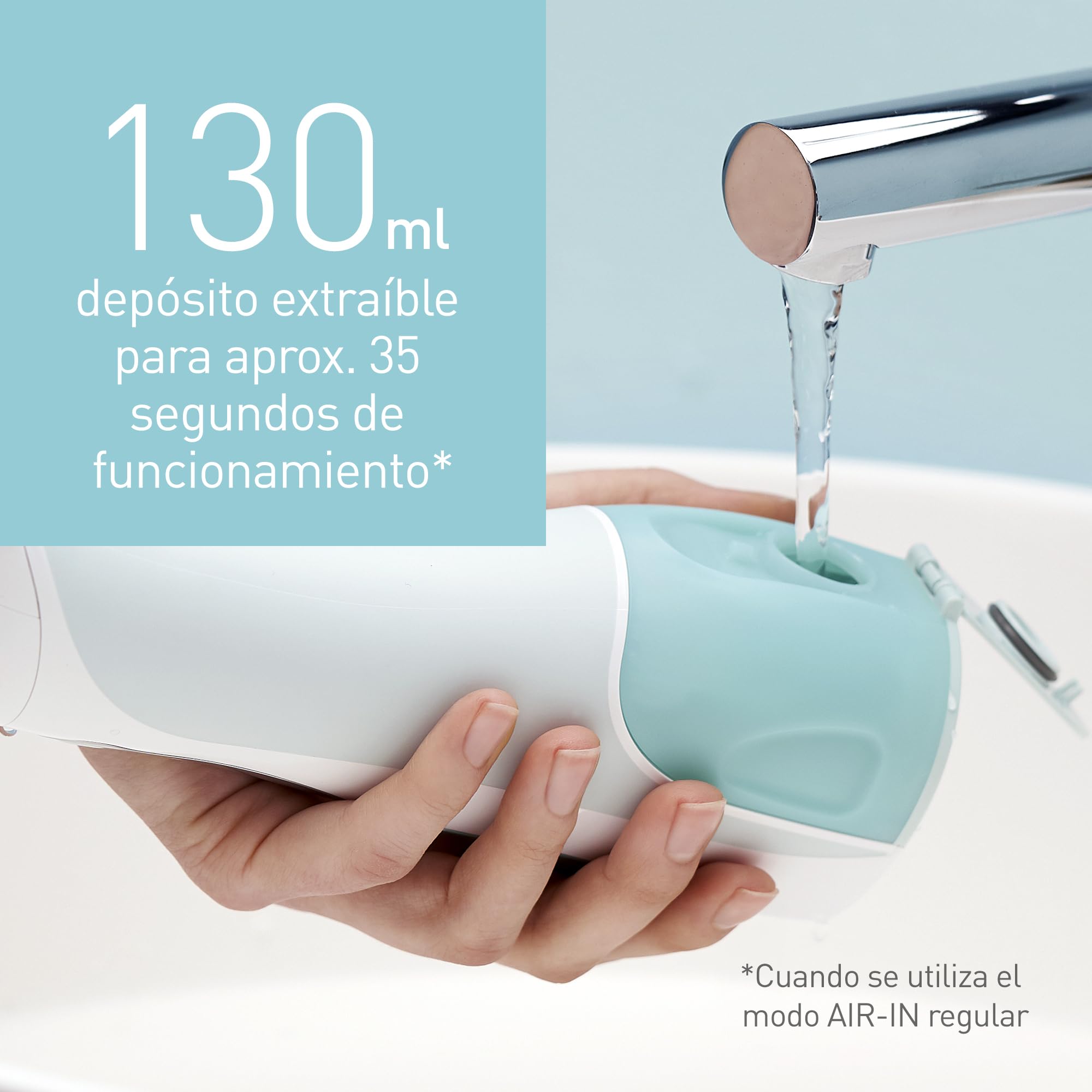 Panasonic EW1311G845 - Irrigador bucal eléctrico portátil de viaje con modo Air In, recargable, 3 modos de limpieza, 1.400 impulsos por minuto, 4x boquillas incluidas, color verde