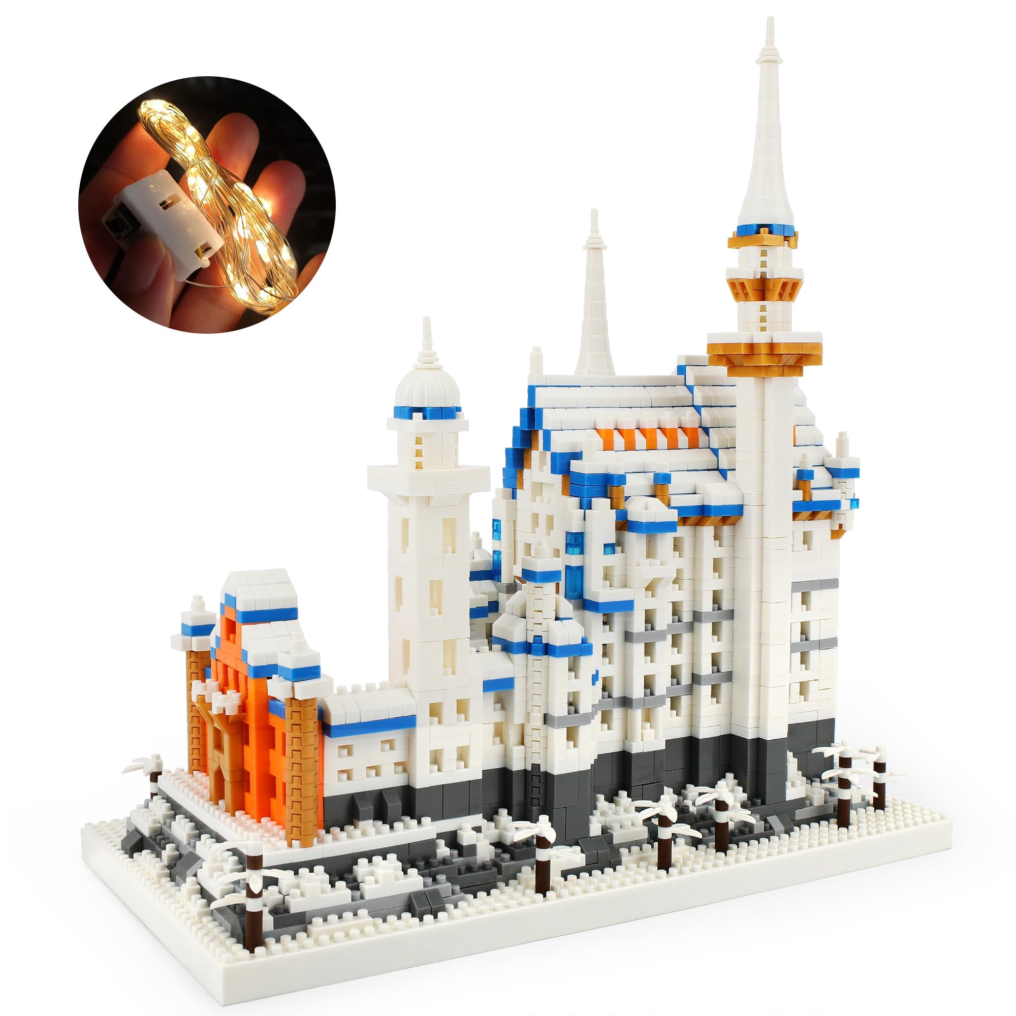 Seyaom Germany Swan Stone Castle Mini Bricks Kit, Light-Up World Architecture Model Building Set for Adults, Boys, Girls 14+ (2800 Pcs)